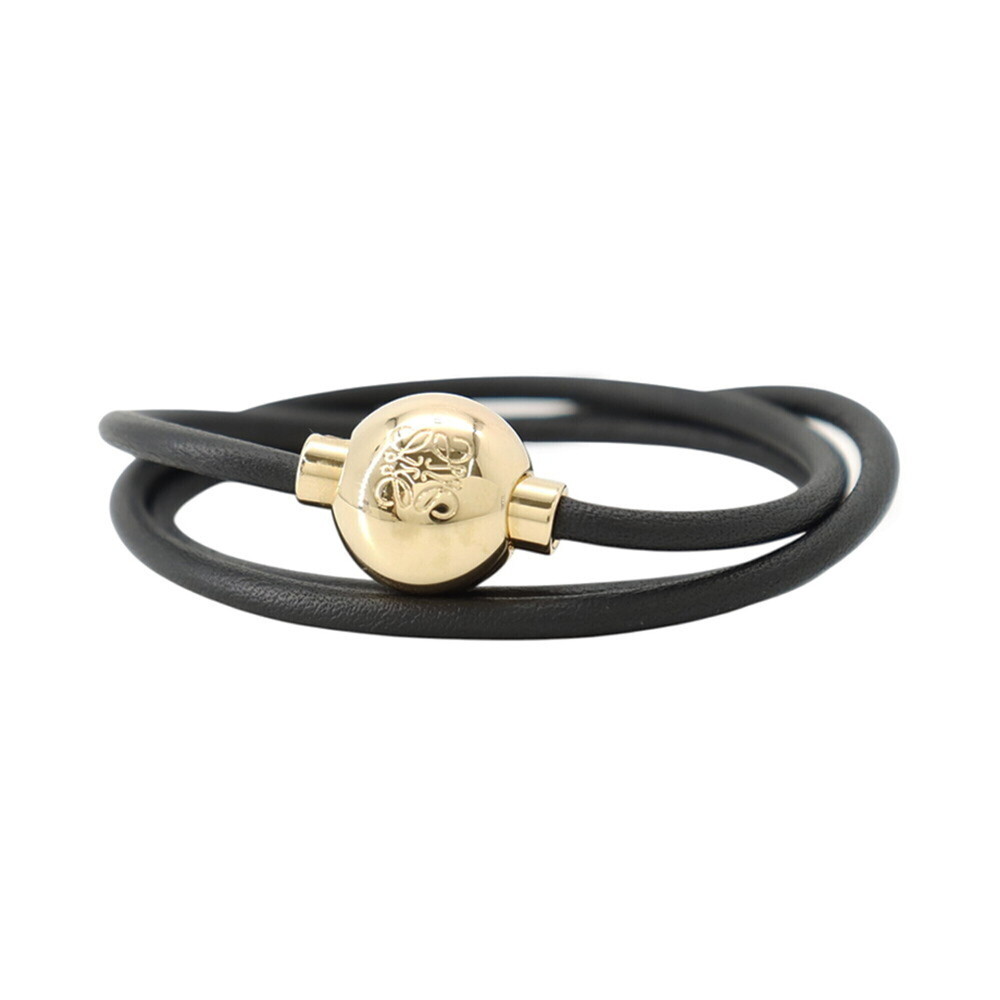 LOEWE Black Leather Charm Bracelet